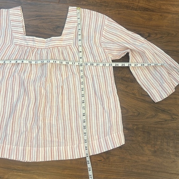 100% Linen Rachel Zoe Rose and Cream Striped Blouse, sz Large. - Picture 11 of 11
